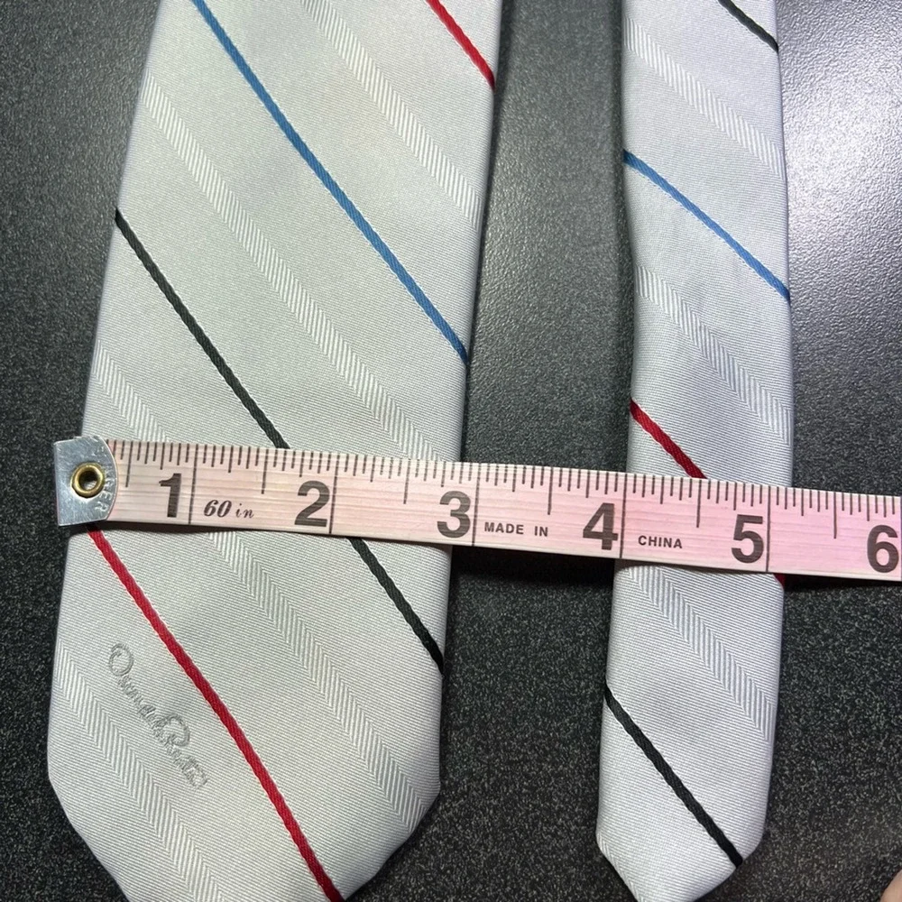 Oscar De La Renta Mens Tie Necktie Multicolor Stripe Tied Woven Classic 57 Inch